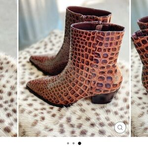 MATISSE CATY CHOCOLATE CROC BOOTIE Brown Ankle Boots